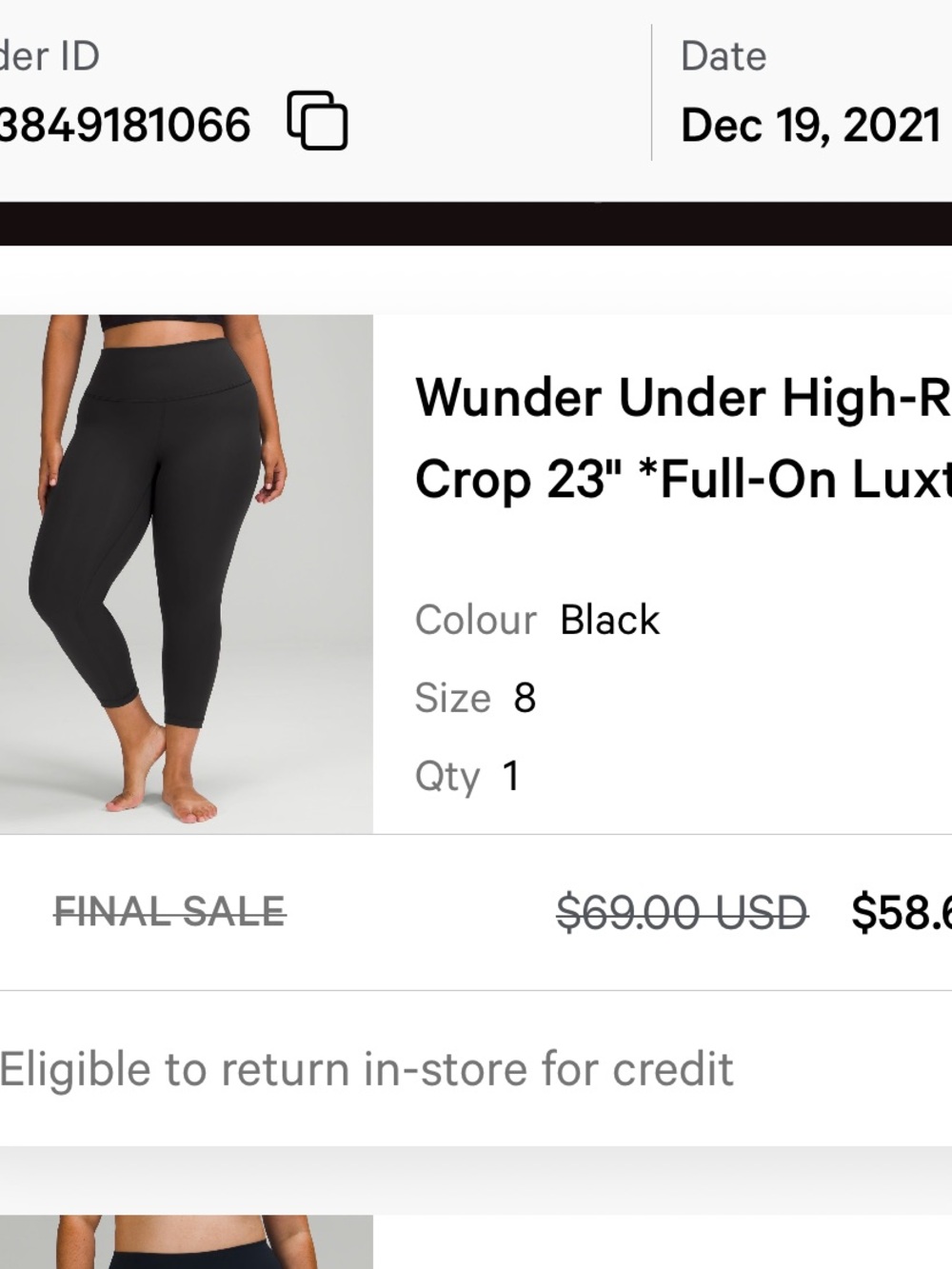 lululemon athletica Wunder Under High-Rise Crop 23" Leggings in Black